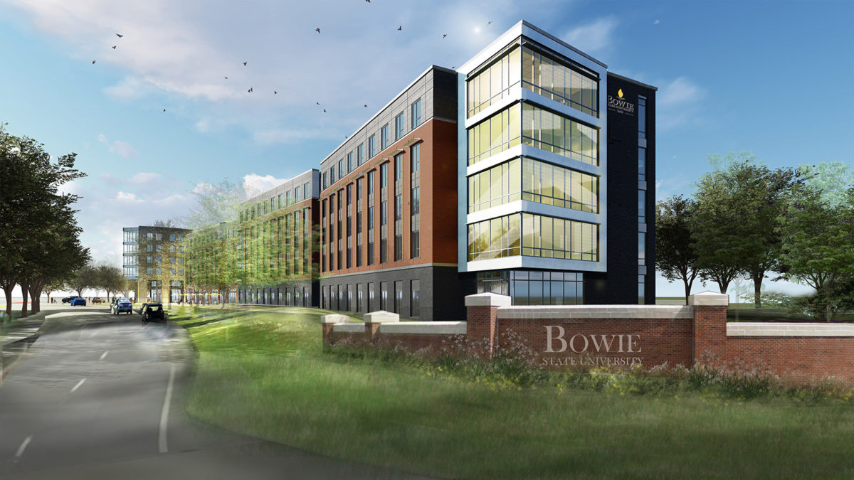 bowie state university learning residence hall exterior rendering